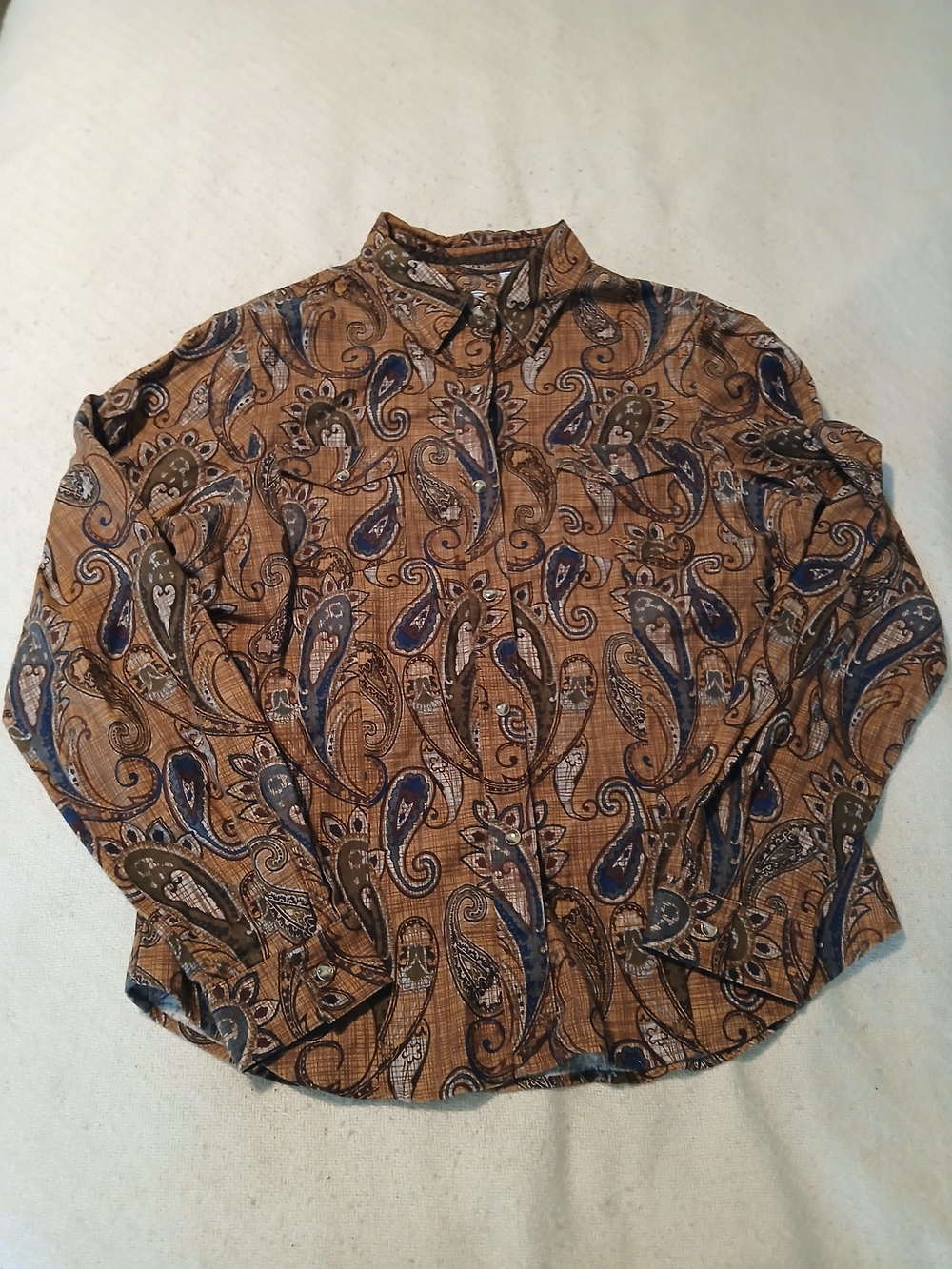 Roper Brown and Blue Paisley Long-Sleeve Button-Down Shirt